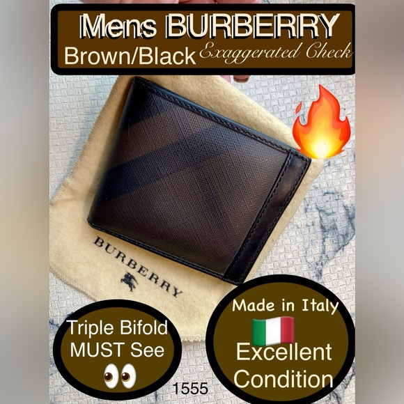 BURBERRY Upscale Mega Check Bifold Wallet🔥Extra storage🔥PVC/Leather🇮🇹made!⭐️ - Picture 17 of 17